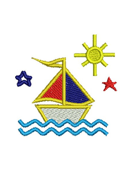 Embroidery Design Sailboat with Sun